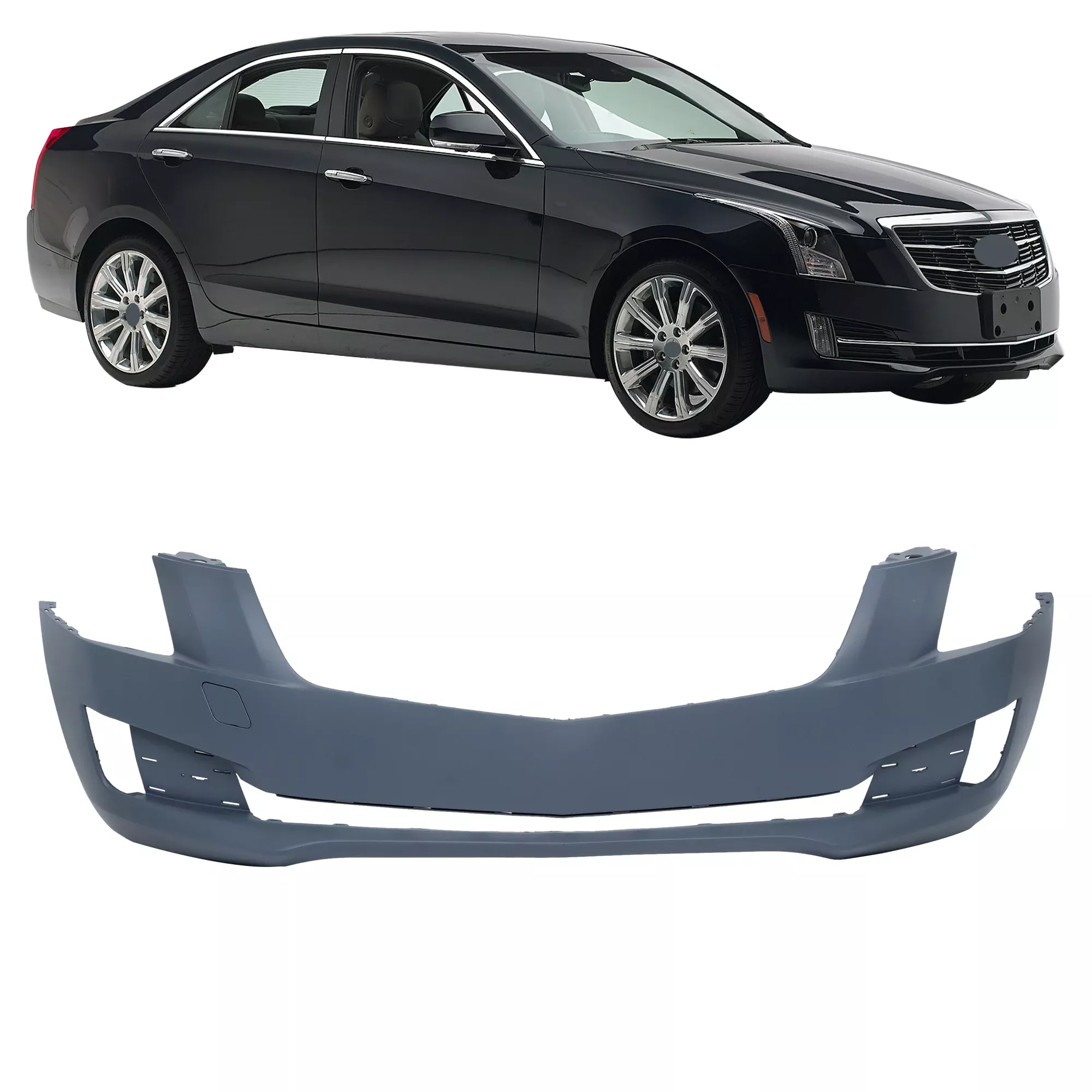 Labwork Front Bumper Cover For 2013-14 Cadillac ATS w/o Park Assist Sensor Holes