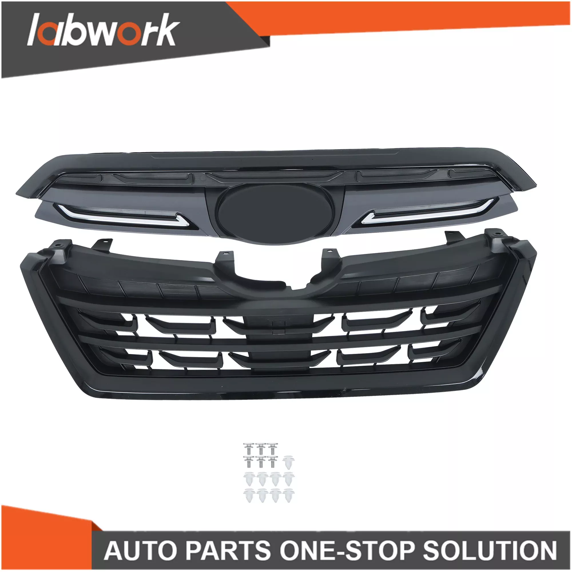 Labwork Front Bumper Upper Grille For Subaru Forester 2022-2024 Black Plastic