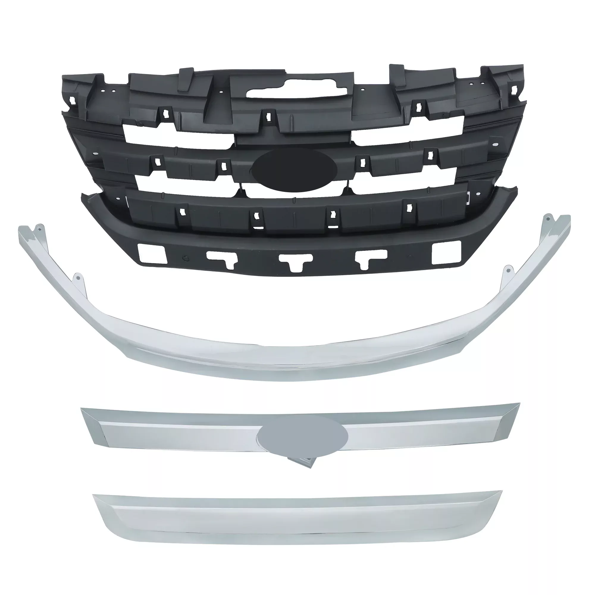 Labwork Front Grille + Chrome Grill Trim Plastic For 2010 2011 2012 Ford Fusion