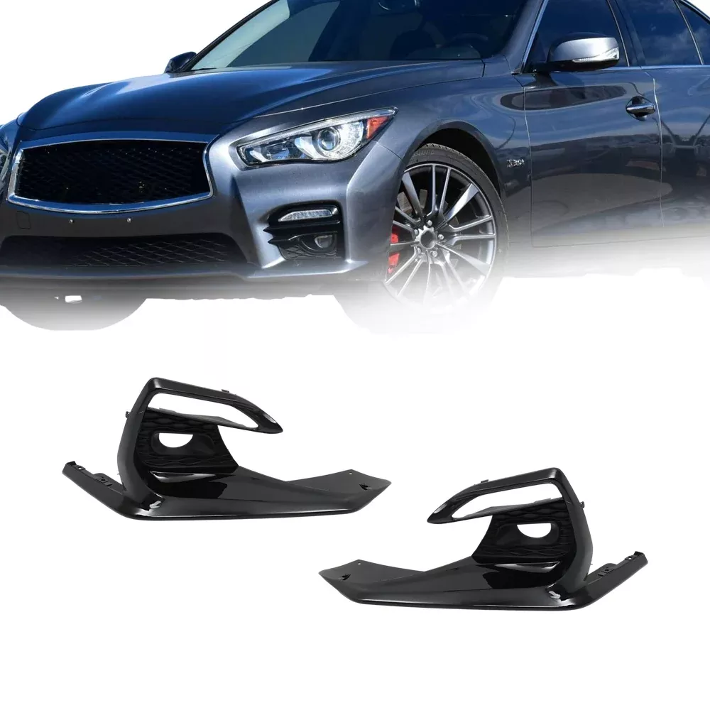 labwork Front Left & Right Side Pair Fog Light Lamp Bezels Cover Replacement for Infiniti Q50 Sport 2018-2020 Black Fog Light Covers 622566HJ0A