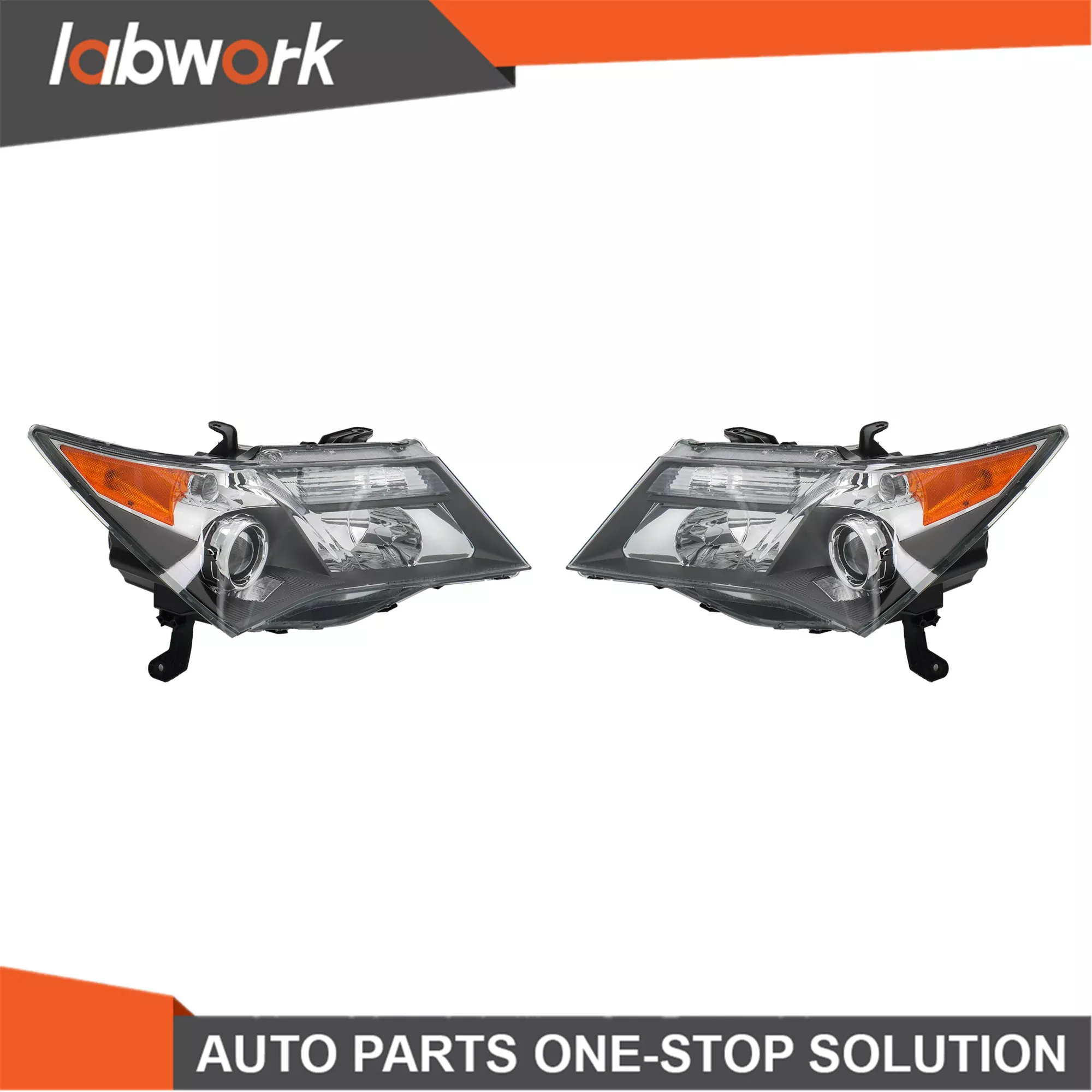 Labwork Headlights For Acura MDX 2007-2009 HID Headlamps Black Left+Right Side