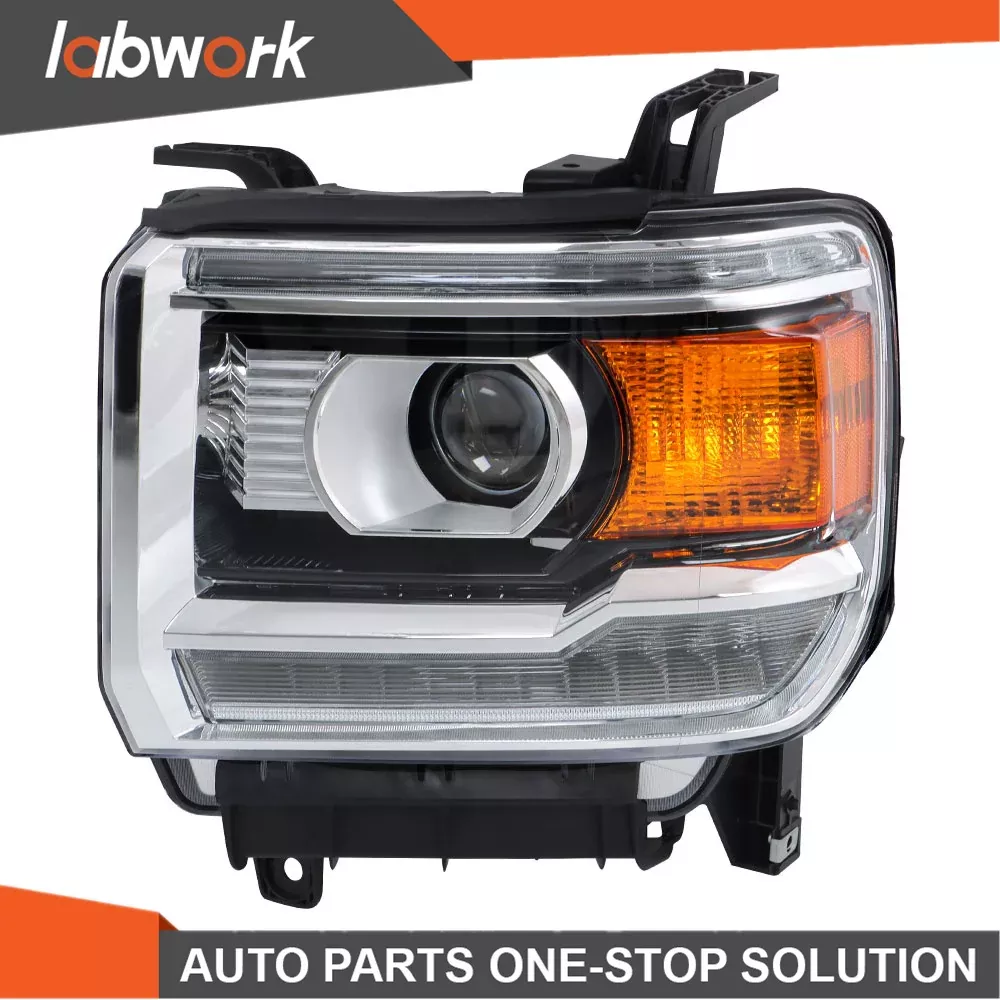 Labwork HID w/LED DRL Headlight For 2016-2019 GMC Sierra 2500HD/3500HD Driver