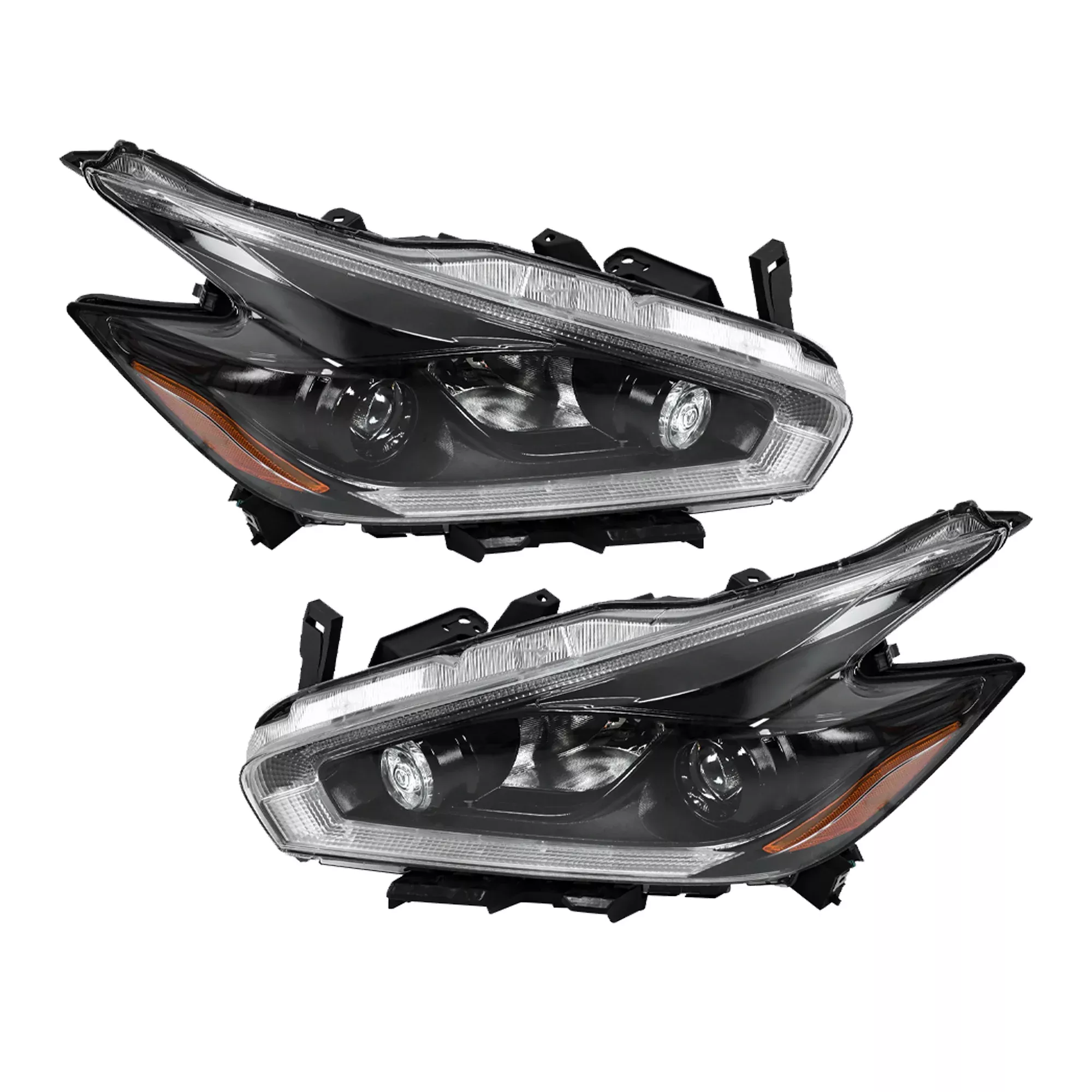 Labwork Left&Right Headlights For 2018 Nissan Murano Black Housing w/ LED DRL