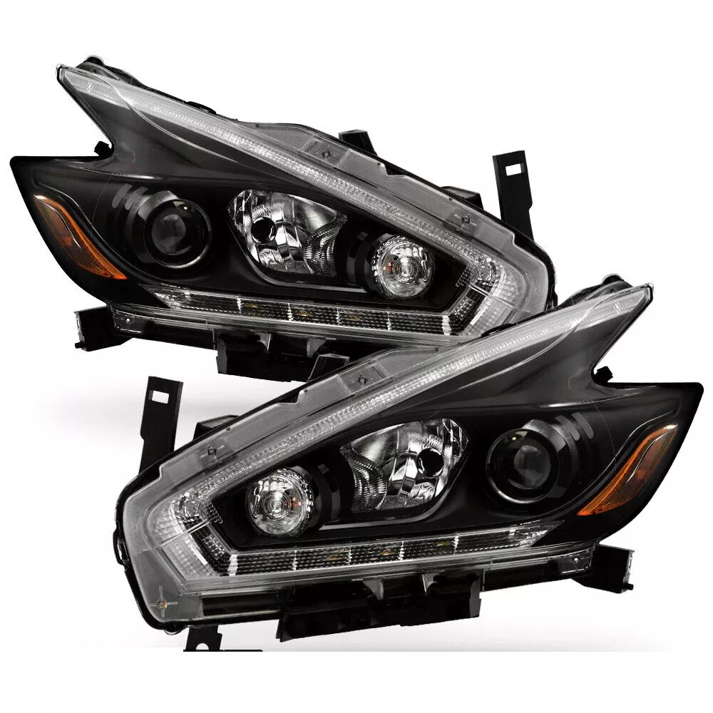 Labwork LH+RH Headlight For 2015-2018 Nissan Murano Halogen LED DRL Full Black