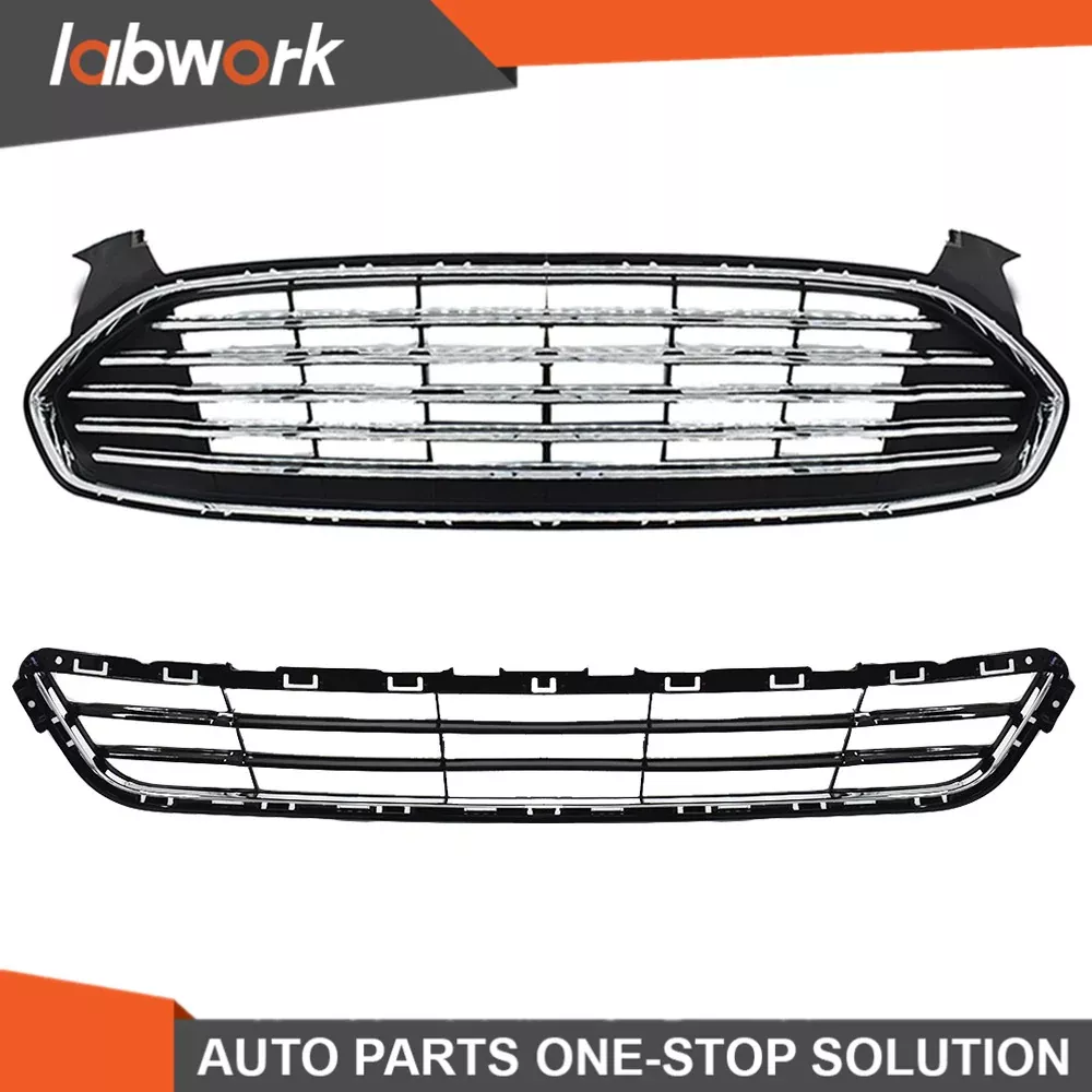 LabworkFront Radiator Grille For 2013-2016 Ford Fusion/Mondeo Upper+Lower