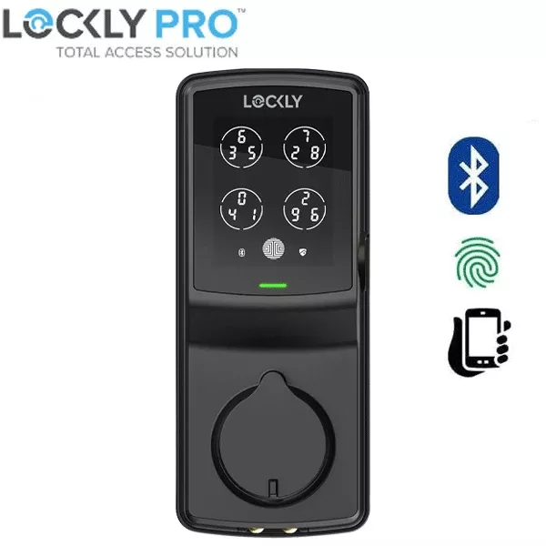 Lockly - PGD728FMB - Secure PLUS Fingerprint BiometricElectronic Deadbolt - Keypad - Bluetooth App Controlled - Matte Black