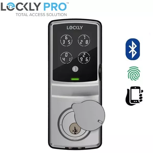 Lockly - PGD728FSN - Secure PLUS Fingerprint BiometricElectronic Deadbolt - Keypad-Bluetooth App Controlled - Satin Nickel