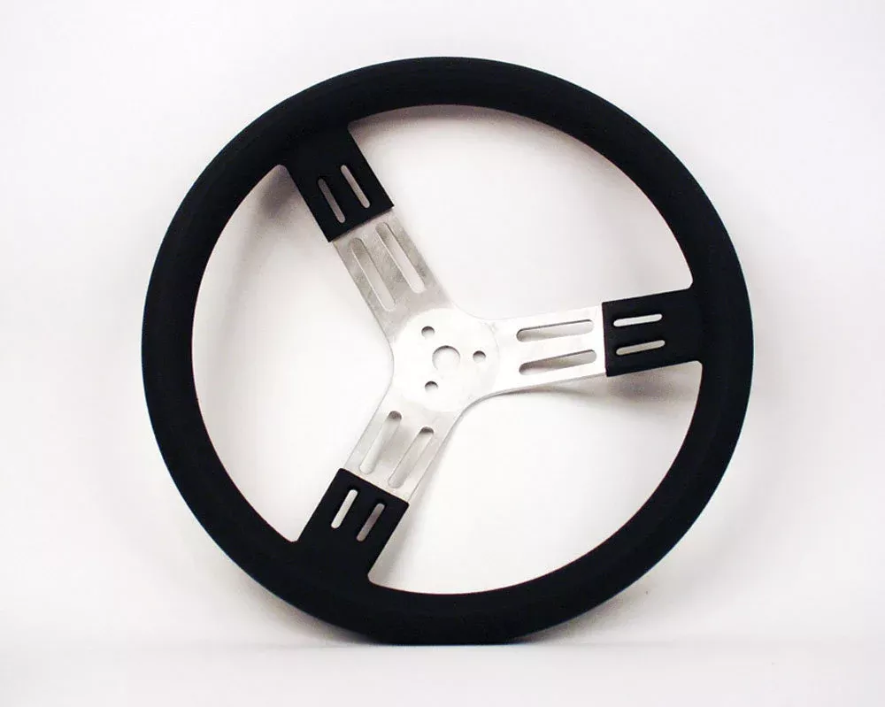 Longacre - 15in Steering Wheel Blk Alum Smooth Grip