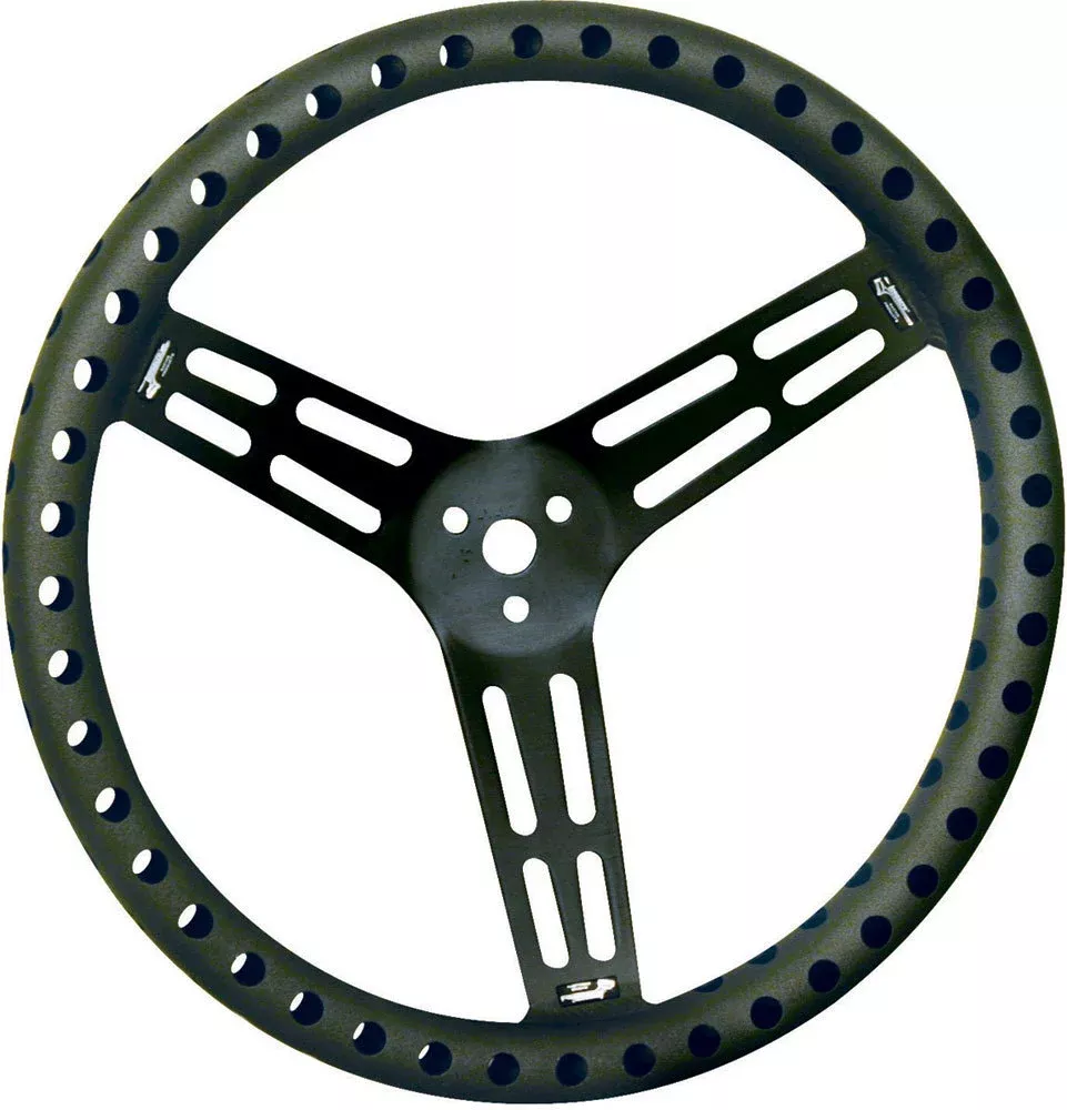 Longacre - Steering Wheel 15in Dished Drilled Black