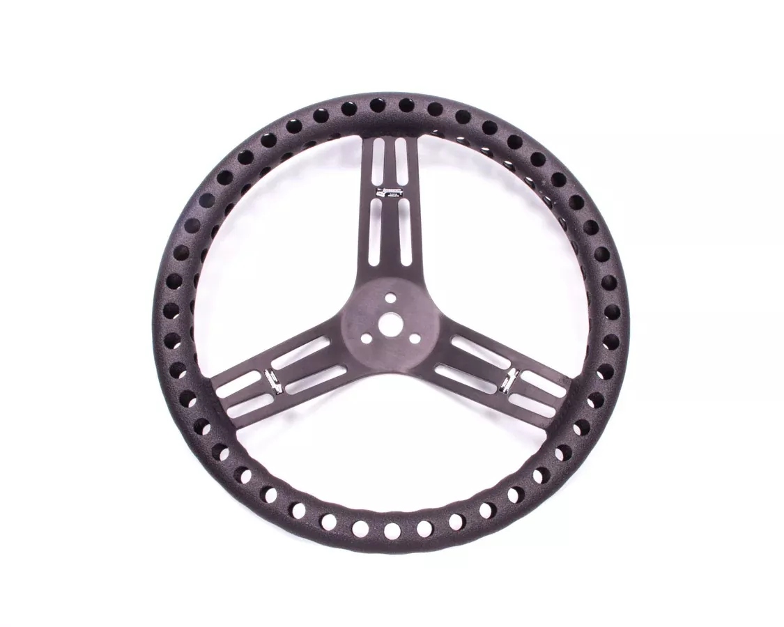 Longacre - Streering Wheel 14in Dished Drilled Black