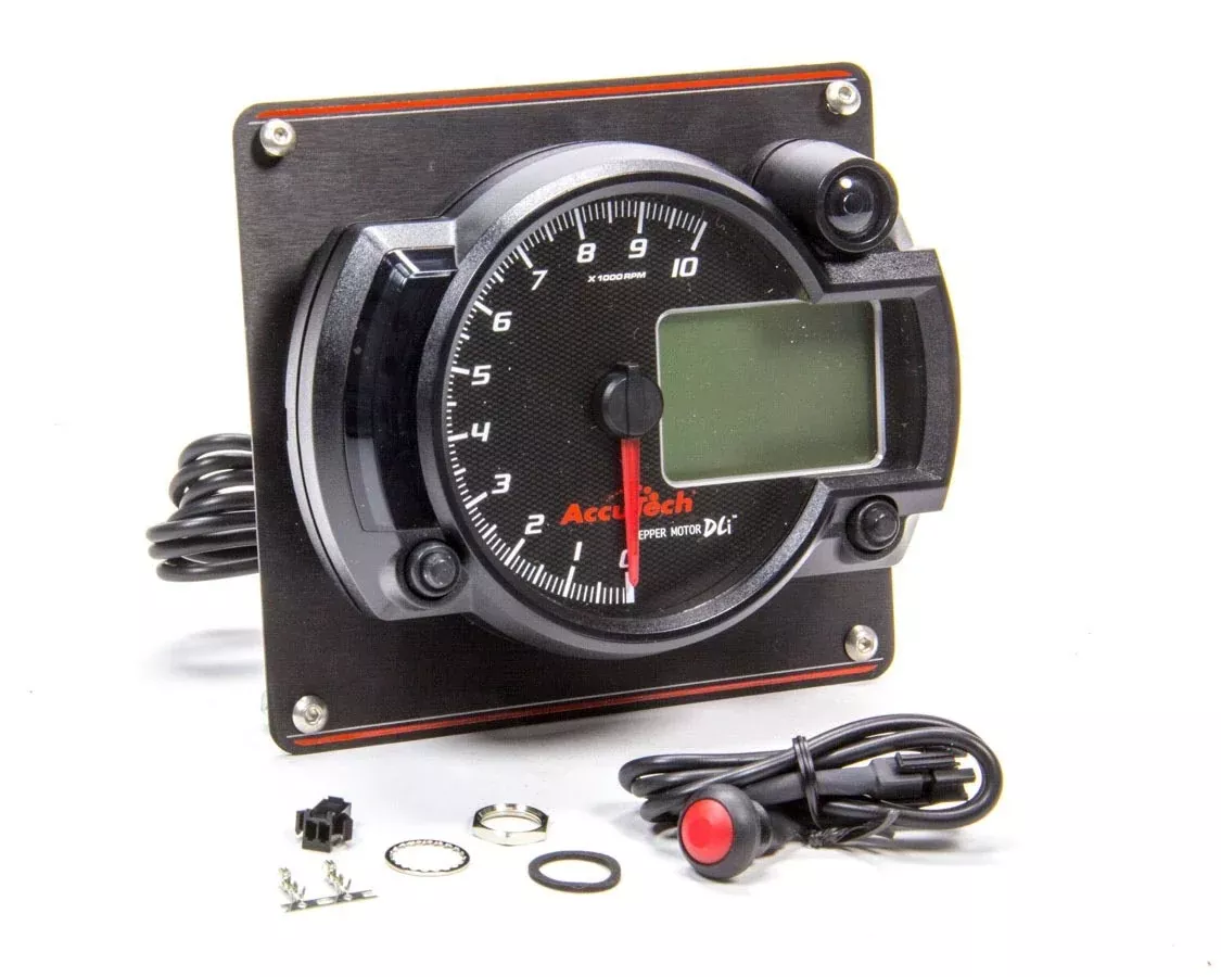 Longacre - Tach 4in Data Logging Blk w/Blk Alum Panel