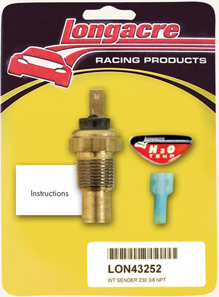 Longacre - Water Temp Sender 3/8in. NPT 230 Deg