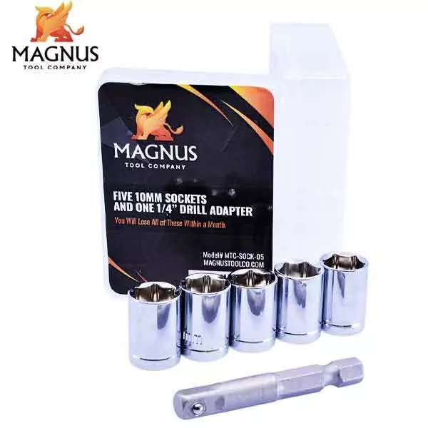 Magnus - 5 x 10mm Sockets & 1/4” Drill Adapter Set