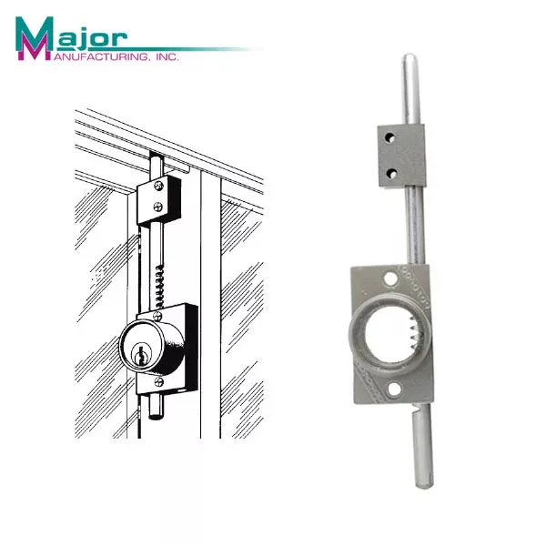 Major Mfg - The Octopod - 9" Lock Bar - Less Cylinder - for Sliding Patio Doors and Windows - Aluminum Powdercoat