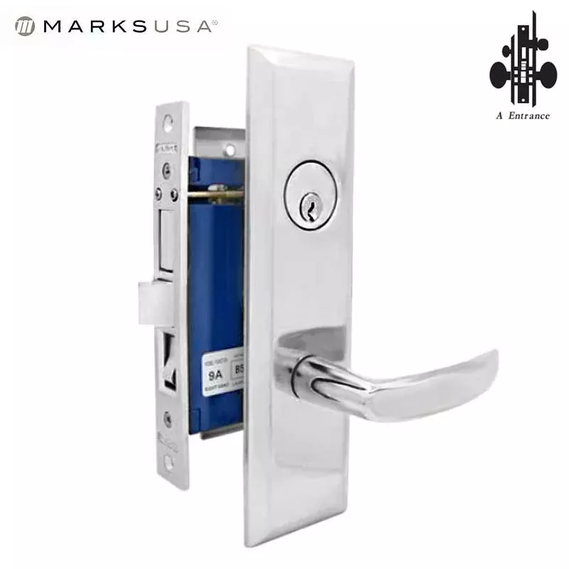 Marks USA - 9NY96A-26D- New York Mortise Lever Lock - 1-1/16” x 7-5/8” - 26D - Satin Chrome - Entrance - RH
