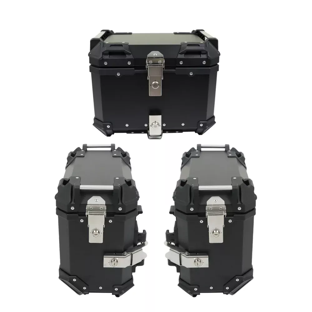Motorcycle 36L Side Case Hard Saddlebag + 45L Top Case Tail Box Luggage