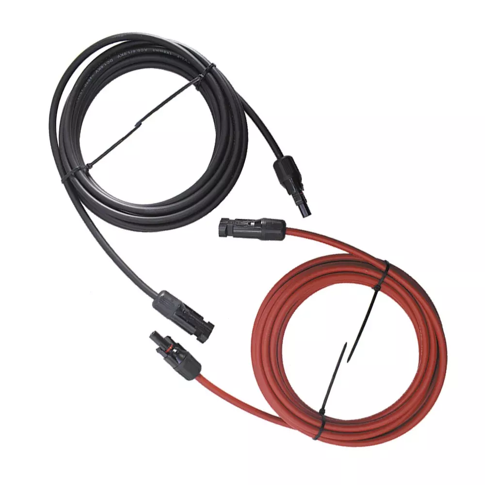 New 10 AWG 15ft 1 Pair Solar Panel Extension Cable Wire Connector Black + Red