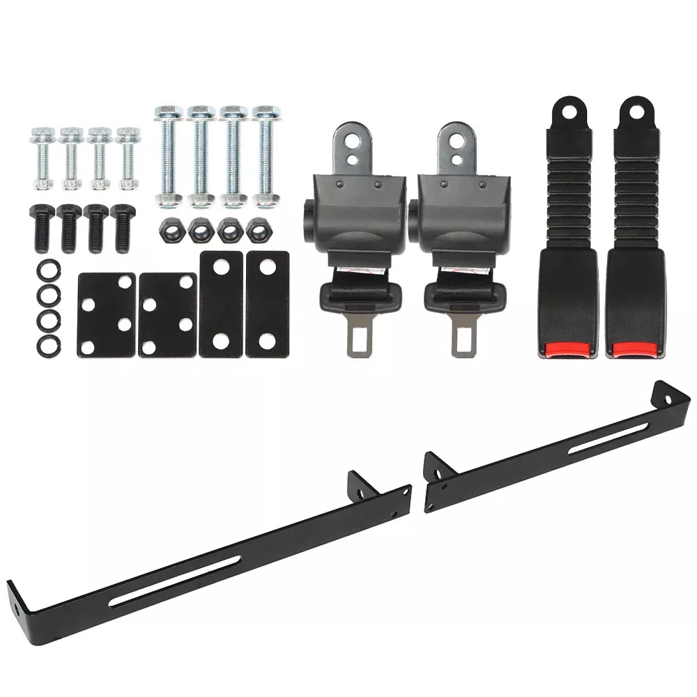 New 2 Passenger Retractable Seat Belt & Bracket Kit For E-Z-G-O Yamaha Club Car
