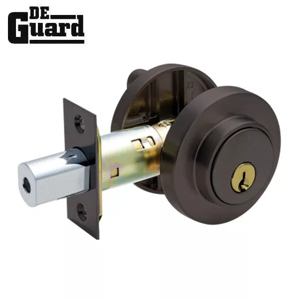 Premium Deadbolt - Single Cylinder -Entry - Round Rose - Aged Bronze- Grade 3(SC1 /KW1)