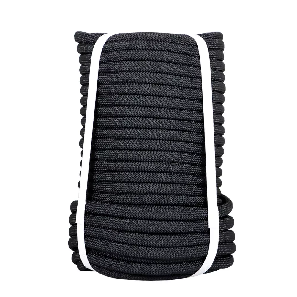 Pulling Braided Polyest Rope 3/8" × 100' Black High Strong 3520Lbs Climbing Rope