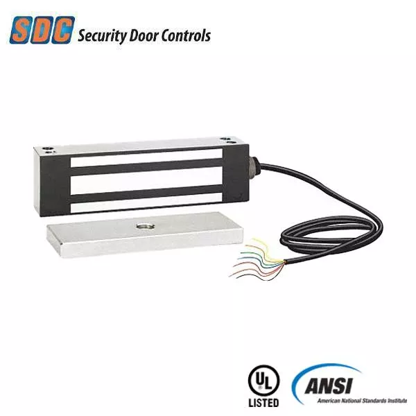 SDC - 1575 - Single Magnetic Gate Lock - Standard Mounting - 1200lbs. - 12/24VDC - Satin Stainless Steel - Grade 1