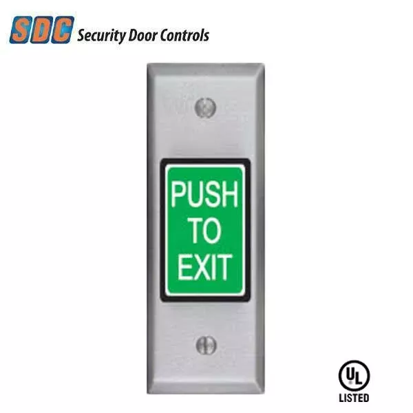 SDC - 413PNU - Narrow Square Push Button Switch - 2" x 1-1/4" - DPDT - Integrated Pneumatic Timer - 12/24VDC - 630 -Dull Stainless Steel