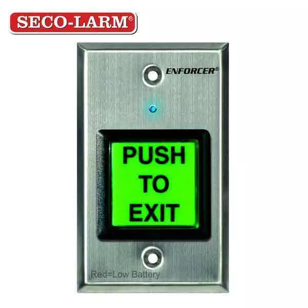 Seco-Larm - RF Wireless Request-to-Exit Plate - Single-Gang - Green 2" Square Button