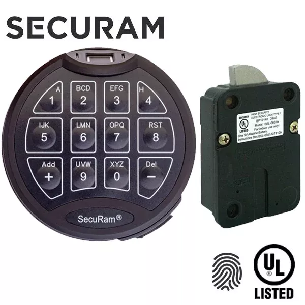 SECURAM - ScanLogic Basic Fingerprint Electronic Safe Keypad With Digital Lock Body - UL Listed - Matte Black