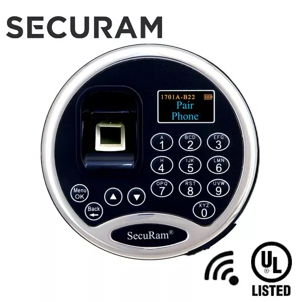 SECURAM - ScanLogic SMART Fingerprint Electronic Safe Keypad - Optional Lock Bodies - UL Listed - Chrome