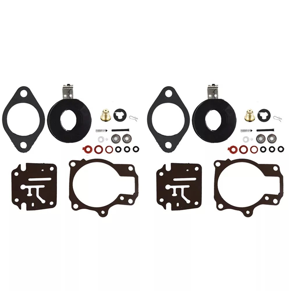 Set of 2 Carburetor Carb Rebuild Kit w Float For Johnson Evinrude 50 55 60 HP