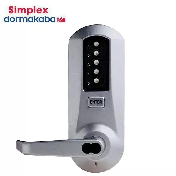 Simplex - 5021R - Mechanical Pushbutton Cylindrical Lever Set - LFIC - Winston Lever Set - 2¾" Backset - Satin Chrome - Grade 1