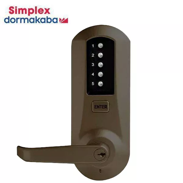 Simplex - 5021XK - Mechanical Pushbutton Cylindrical Lever Set - Kaba 90 - Winston Lever Set - 2¾" Backset - Oil Rubbed Bronze - Grade 1