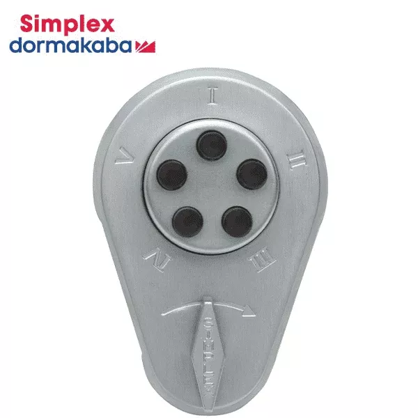Simplex - 900 - Mechanical Pushbutton Deadbolt Lock - 1-3/8" to 1-1/2" Door Thickness - Satin Chrome