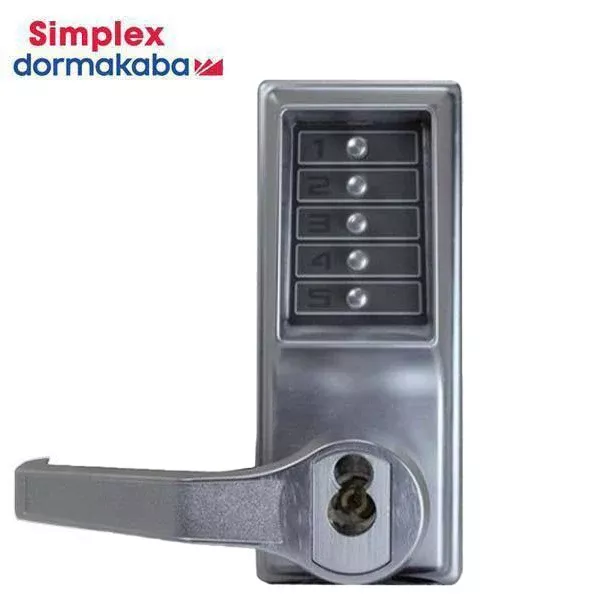 Simplex - LL1021R - Mechanical Pushbutton Cylindrical Lever Set - LFIC Sargent - 2¾" Backset - Satin Chrome - LH/LHR