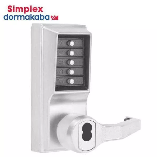 Simplex - LR1021R - Mechanical Pushbutton Cylindrical Lever Set - LFIC Sargent - 2¾" Backset - Satin Chrome - RH