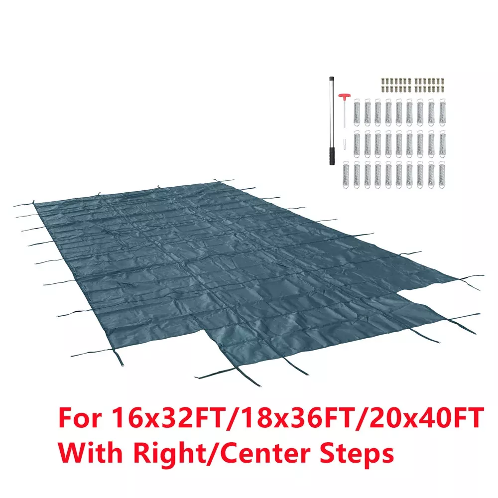 Swimming Pool Safety Cover W/ 4' x 8' Center/Right Flush Step & Drain Rectangle