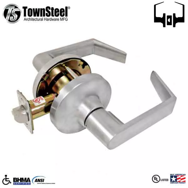 TownSteel - CDC-75-S - Commercial Lever Set Handle- Clutch Lever Set- 2-3/4 " Backset - Satin Chrome - Passage-Grade 1
