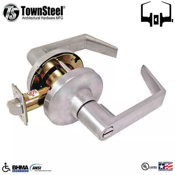 TownSteel - CDC-76-S - Commercial Lever Set Handle- Clutch Lever Set- 2-3/4 " Backset - Satin Chrome - Privacy-Grade 1