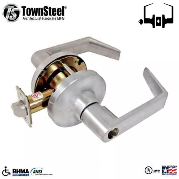 TownSteel - CDCI-84-S - Commercial Lever Set Handle - IC Core (SFIC) - Clutch Lever Set - 2-3/4 " Backset - Satin Chrome - Classroom - Grade 1