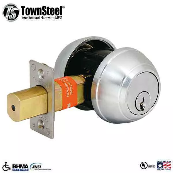 TownSteel - DBD-62 - Commercial Deadbolt - Double Cylinder - 2-3/4 " Backset - Satin Chrome -Grade 1