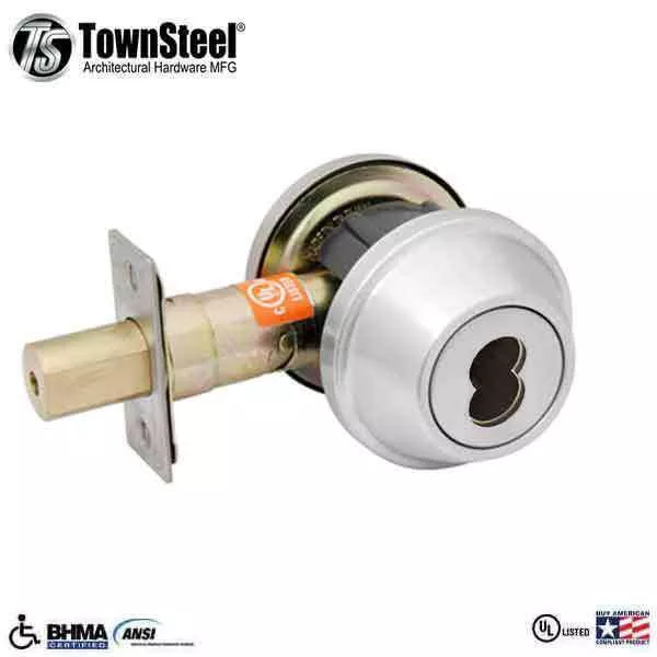 TownSteel - DBTI-62 - Commercial Deadbolt - Double - IC Core (SFIC) - Satin Stainless Steel -Grade 2