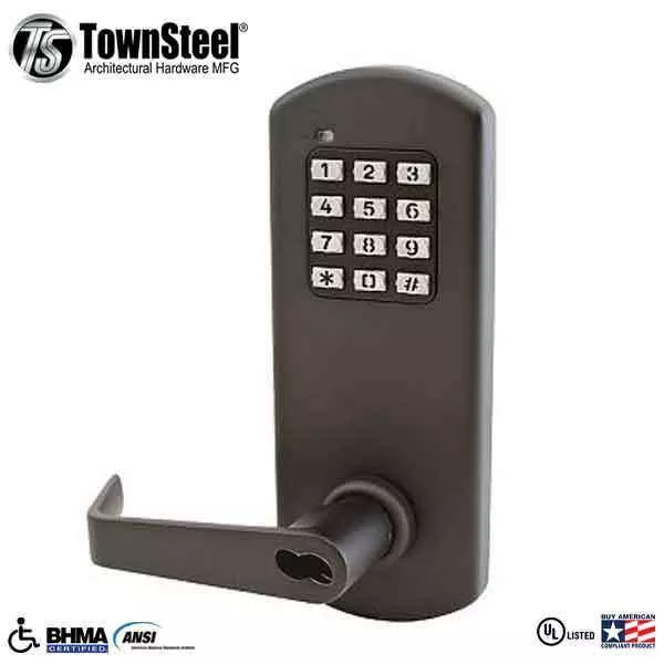 TownSteel - XCE2010S - Electronic Push Button Lever Set - IC Core ( SFIC ) - Rigid Lever Set - Dark Oxidized Bronze- Grade 1