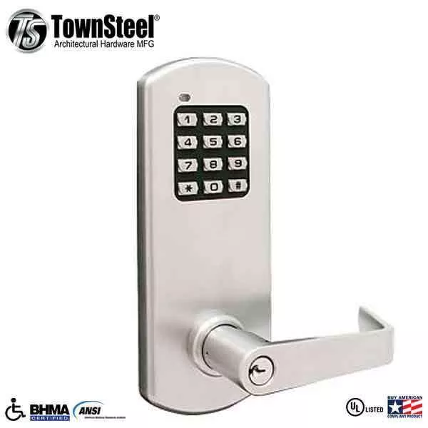 TownSteel - XCE2020S - Electronic Push Button Lever Set - Clutch Lever Set - Satin Chrome - Grade 1
